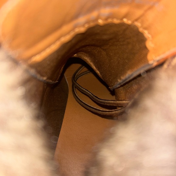 Tan Lace-Up Boots with Faux Fur - Picture 10 of 10